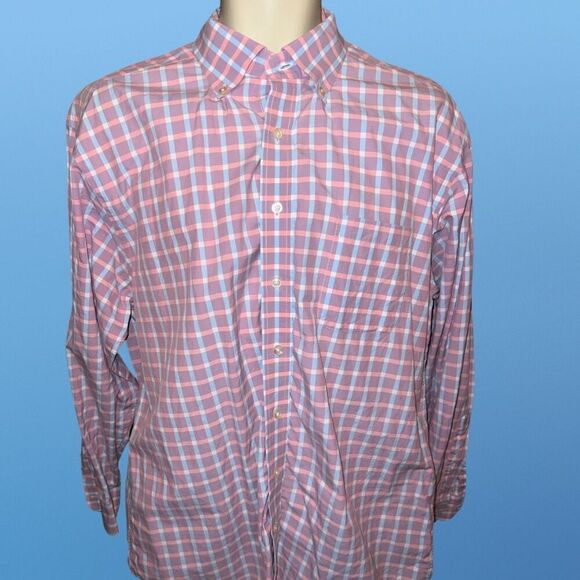 Vineyard Vines Classic Fit Murry Shirt Blue Pink Check Button Up Size XL #83 - Picture 3 of 6